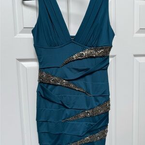 Nikibiki Teal Mini Dress with Silver Embellishments